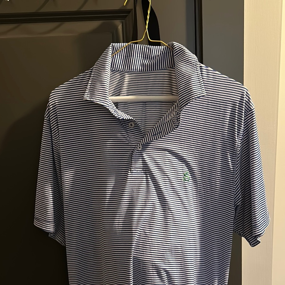 BDraddy Men's Striped Polo Shirt - Blue and White